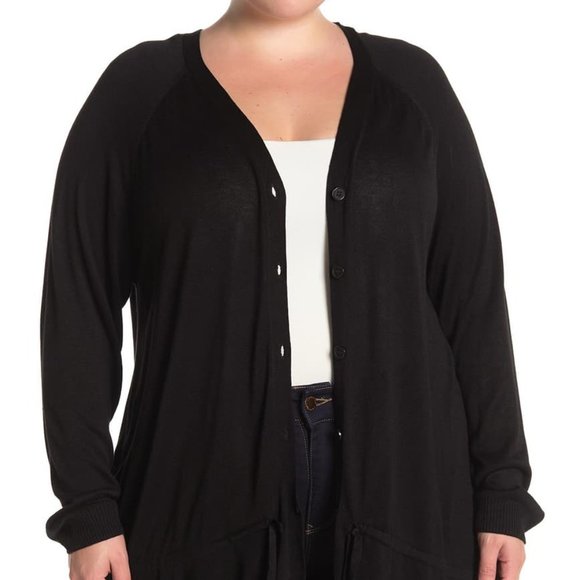 One A Sweaters - One A V-Neck Button Front Ruffled Cardigan